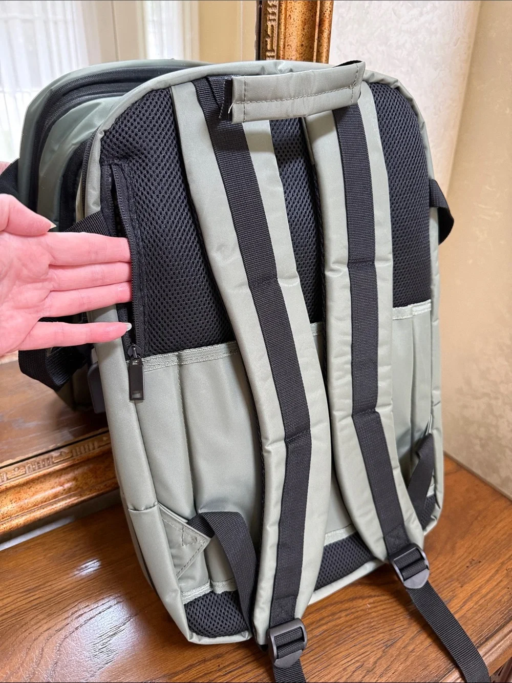 Duchamp Olive Green Expandable Travel Backpack/Suitcase w/ laptop pocket & USB.